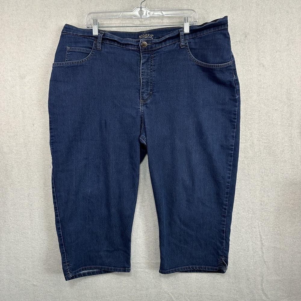 Riders By Lee Women's Capri Stretch Sz 22 Dark Wash Blue Denim